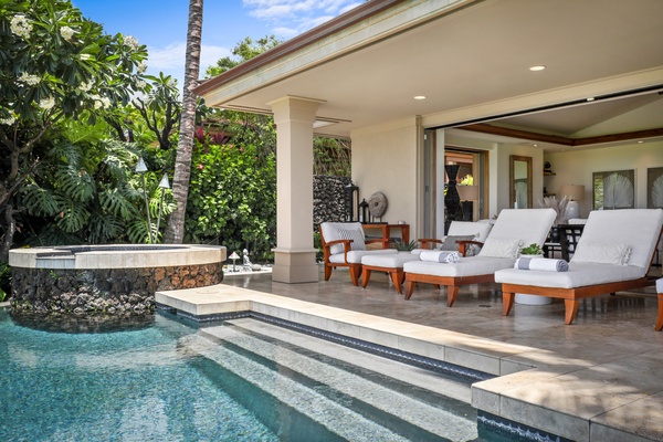 Stairs into the private pool.