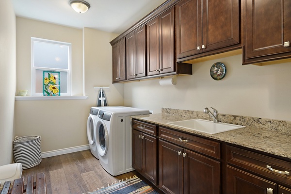 A well-equipped laundry area, where cleanliness and convenience meet with ease