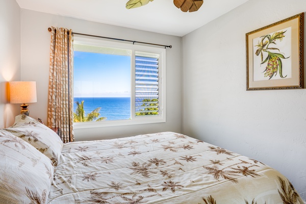 Wake up to the tropical beauty from the guest suite.