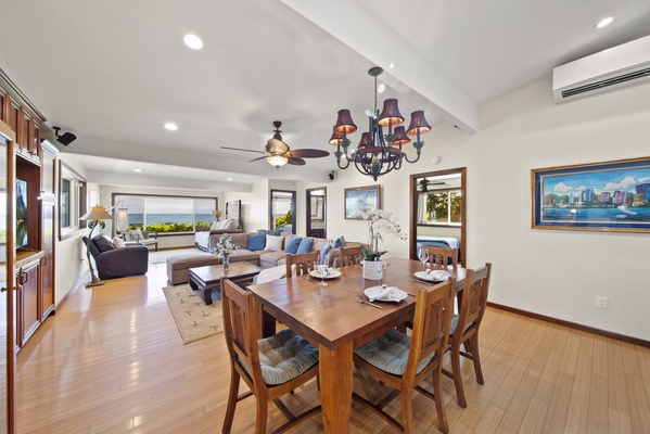 The dining room opens up to the living area