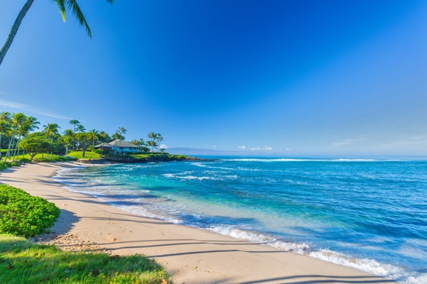 Steps To The Award-Winning Kapalua Bay and Beach Looking Towards Merriman's Restaurant