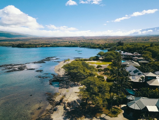 Ariel View of Beautiful Puako Bay and Surrounding Kohala and Mauna Kea Mountains