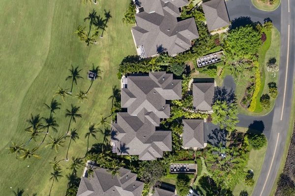 The aerial shot of the home.