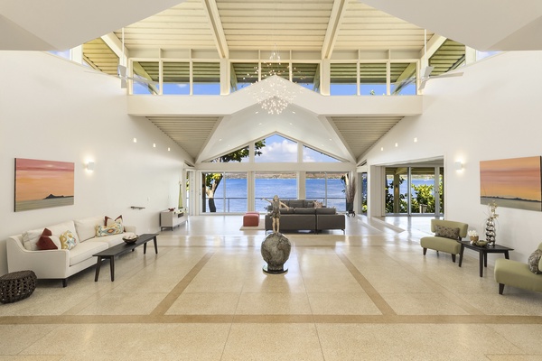 Living room with Open Floor Plan and Vaulted Ceilings