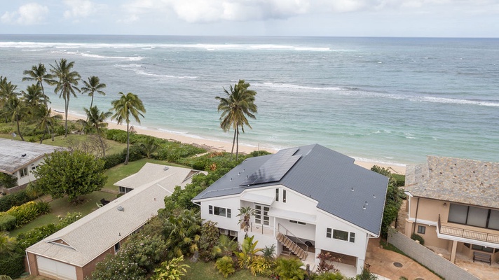 Aerial shot of property and the beautiful ocean