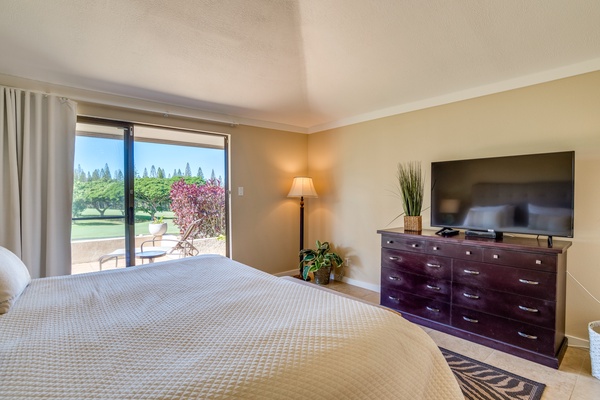 Guest bedroom now equipped with a King bed and TV for entertainment.