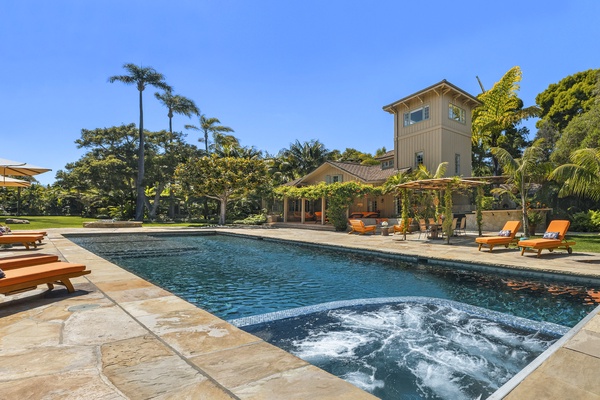 Enjoy your evening beverage by the pool at Sea Ranch Montecito.