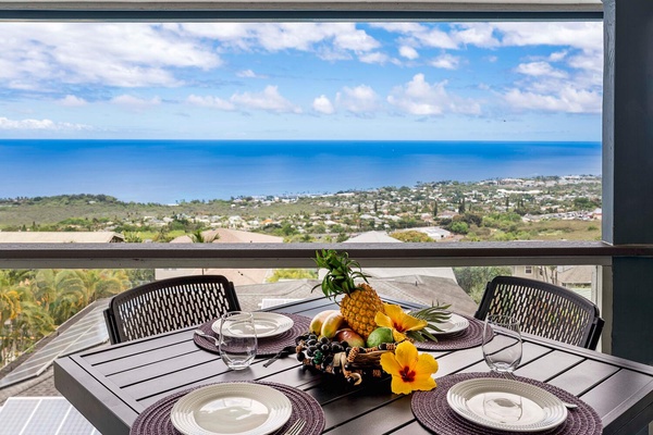 Enjoy your meals from the upstair lanai with panoramic ocean views!