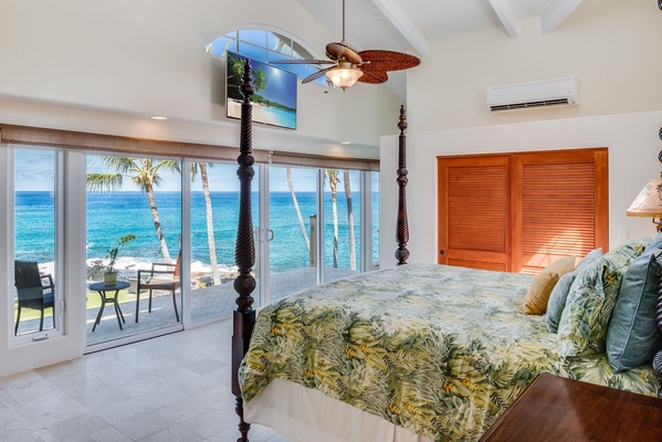 Revel in the Lihikai Master Suite: Your private haven with sweeping ocean vistas from the lanai.