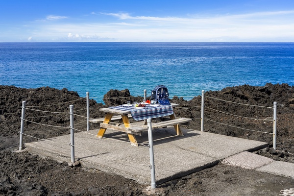 Take the group less than 100 yards away to the picnic tables along the ocean!