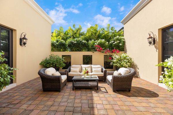 Lounge area right off the courtyard.