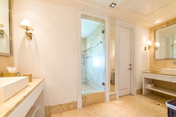 Spa-like ensuite bathroom, complete with a spacious shower and elegant fixtures.