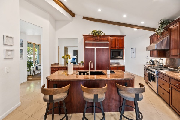 Sip and chat at our kitchen island