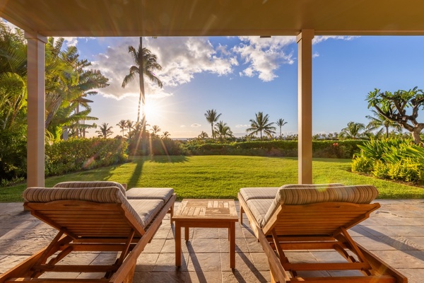 View from loungers with BBQ on the side, perfect for grilling up freshly caught Ahi and Mahi Mahi.