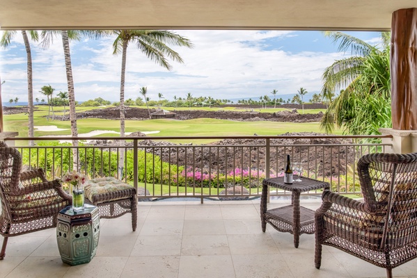 Private Lanai Off Primary w/ Comfortable Seating, a Perfect Place to Relax at the Beginning or End of Each Perfect Day.
