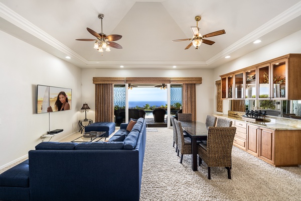 Open sightlines with vaulted ceilings