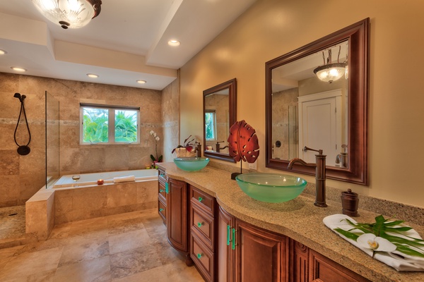 Bask in the spa-like feel of your custom primary bathroom