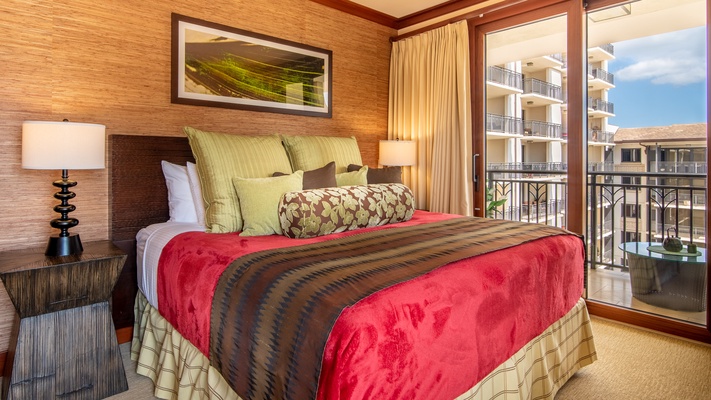 The primary bedroom with access to the lanai.