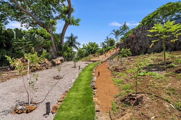 The garden pathway and winding trails, perfect for a peaceful stroll.