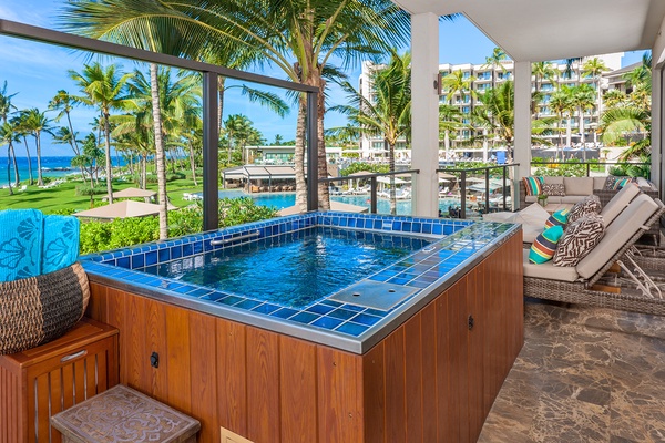 Soak in your own personal hot tub jacuzzi on the lanai