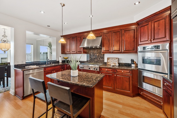 Kitchen with bar stools