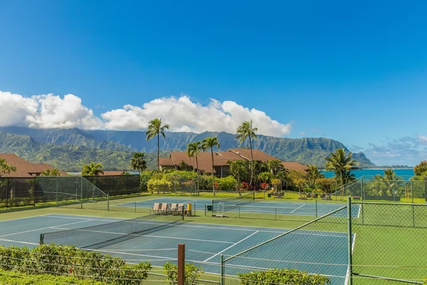 Play a match on our scenic tennis courts with breathtaking mountain views.