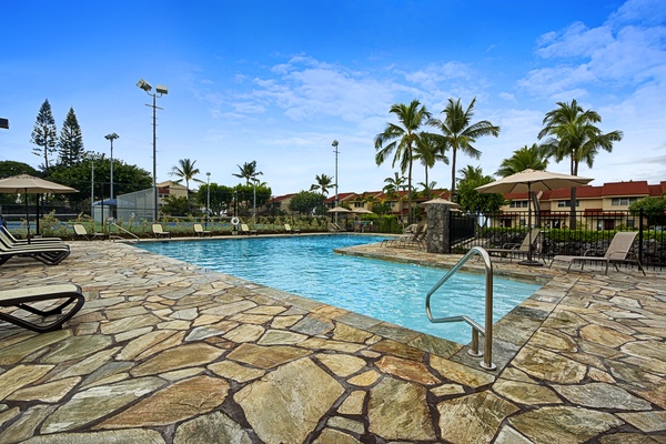 Take a refreshing dip at the condo pool.