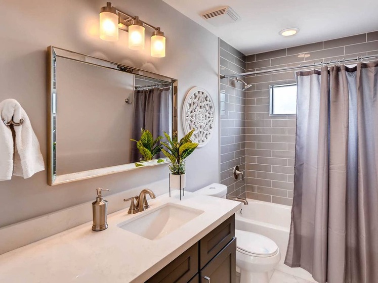 Bathroom two offers a shower/tub combo and is in the common area of the house