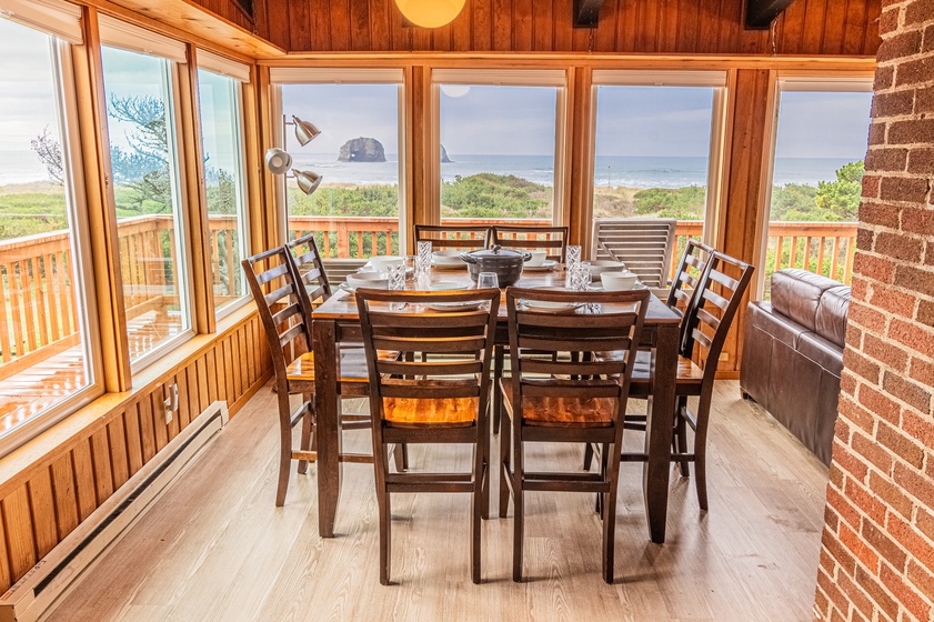 dining area with ocean view
