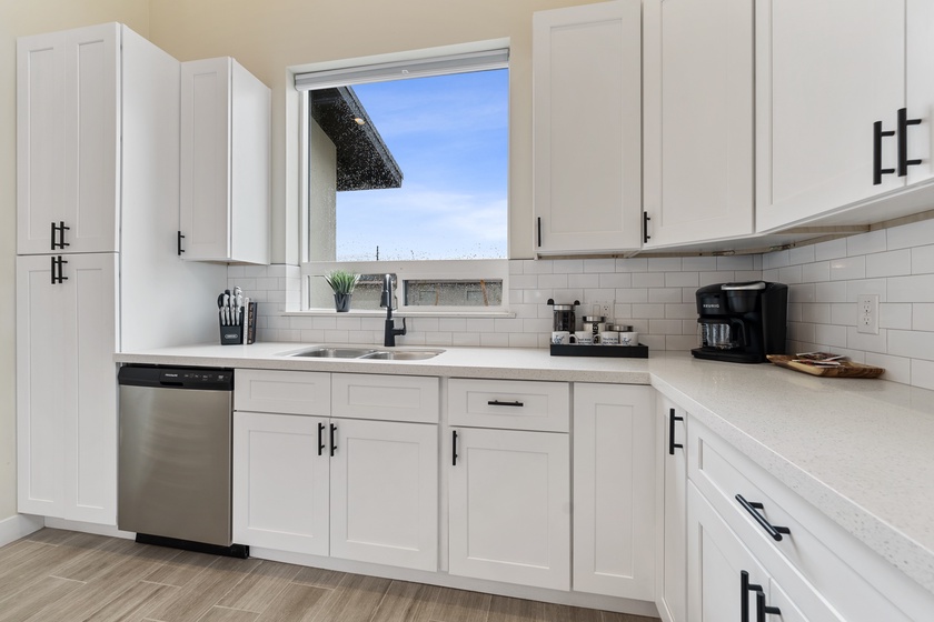Large window and kitchen sink