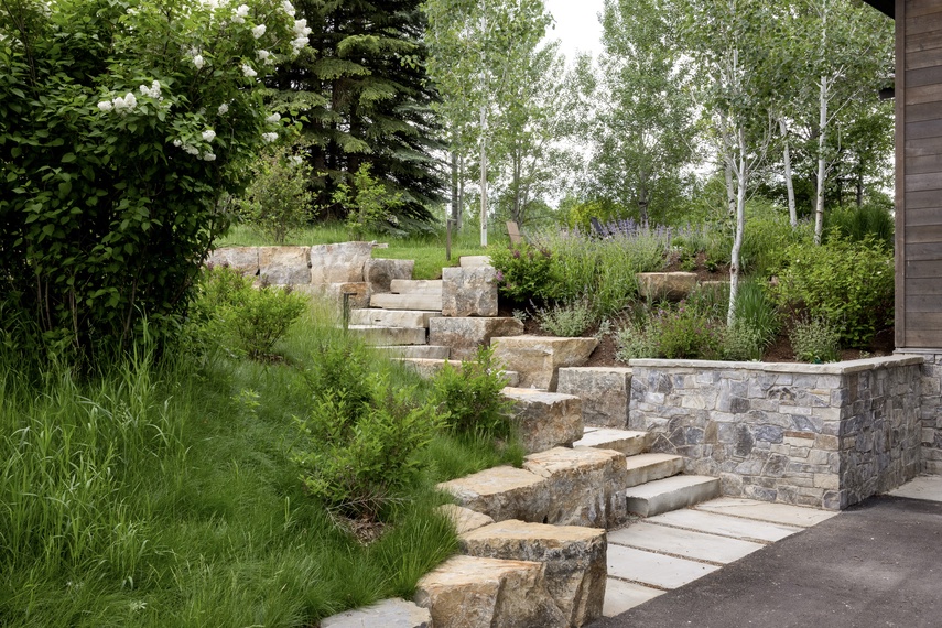 Stairs to Front Entry - Aspen Vista - Jackson, WY - Luxury Villa Rental