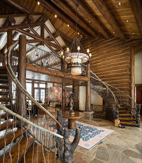 Stairs to Upper Level - Phillips Ridge - Jackson, WY - Luxury Villa Rental