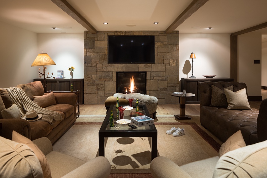 Media Room on Lower Level - Le Refuge - Jackson Hole, Wyoming - Luxury Villa Rental