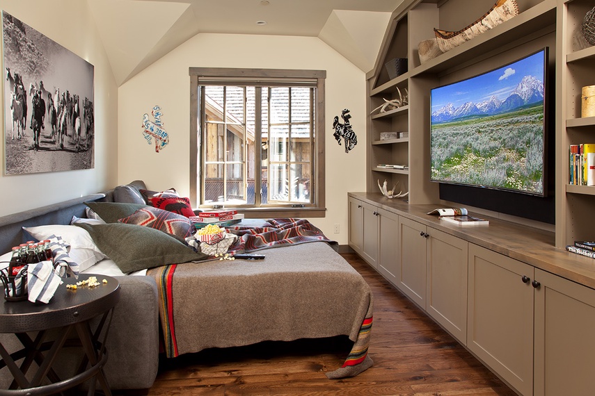 Media Room - Fish Creek Lodge 02 - Teton Village, WY - Luxury Cabin Rental