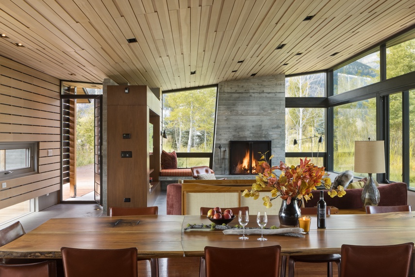 Dining and Great Room - Wilderness Meadow - Jackson Hole, WY - Private Luxury Villa Rental