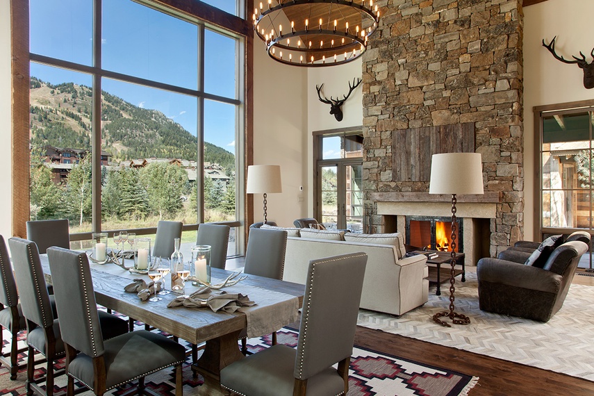 Great Room - Fish Creek Lodge 02 - Teton Village, WY - Luxury Cabin Rental