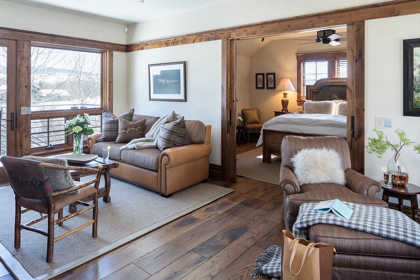 Upper Level Primary Bedroom - Chateau on the West Bank - Jackson Hole, WY -  Luxury Villa Rental