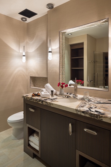 Lower Level Powder Room - Le Refuge - Jackson Hole, Wyoming - Luxury Villa Rental
