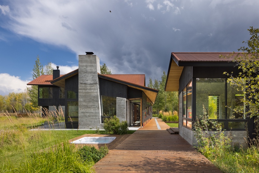 Hot Tub and Main House - Wilderness Meadow - Jackson Hole, WY - Private Luxury Villa Rental