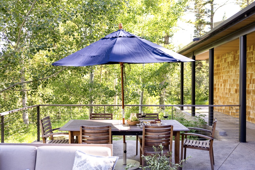 Front Patio Dining - Main House - Fish Creek Compound - Wilson, WY - Luxury Villa Rental