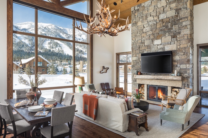 Dining and Great Room - Four Pines 102 - Teton Village, WY - Luxury Villa Rental