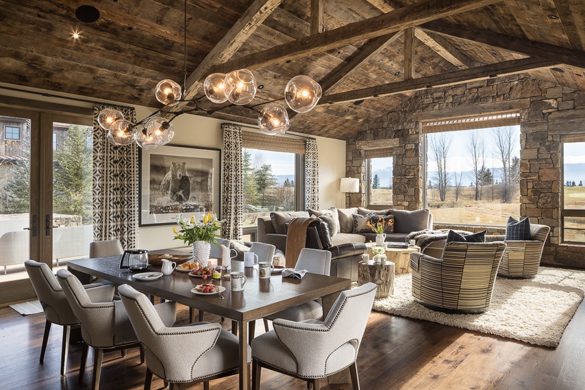 Dining and Great Room - Four Pines 77 - Teton Village, WY - Luxury Villa Rental