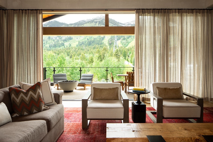 Great Room and Patio - Four Bedroom Suite - Caldera House Teton Village, WY