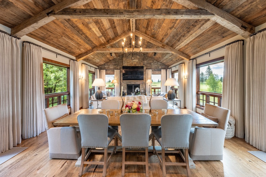 Great Room & Dining - Shooting Star Cabin 04 - Teton Village, WY - Luxury Villa Rental