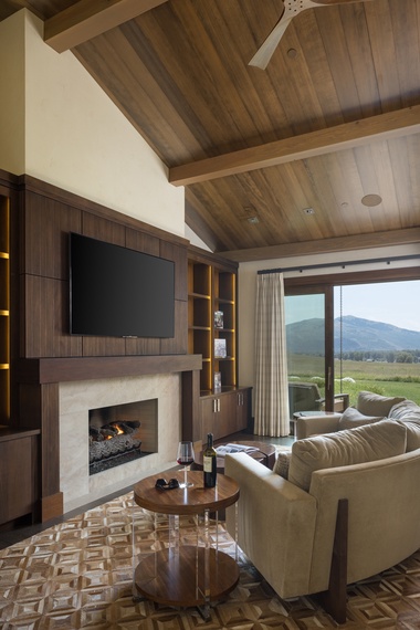 Primary Bedroom Media - Le Refuge - Jackson Hole, Wyoming - Luxury Villa Rental