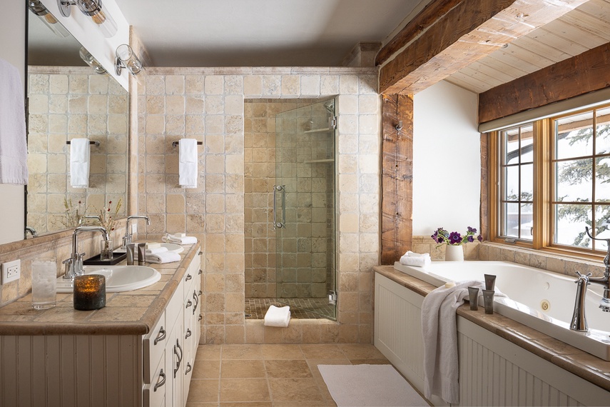 Primary Bathroom - Rodeo Ridge - Jackson WY - Luxury Villa Rental