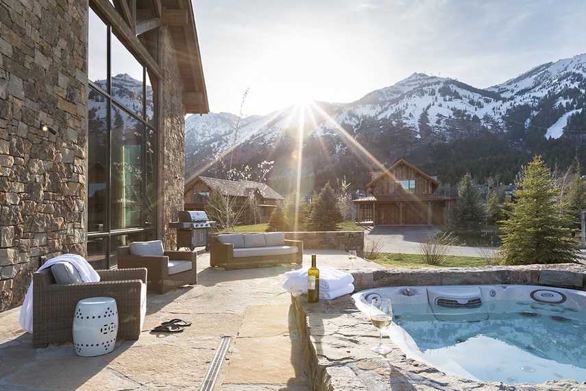 Hot Tub - Fish Creek Lodge 63 - Teton Village, WY - Luxury Villa Rental