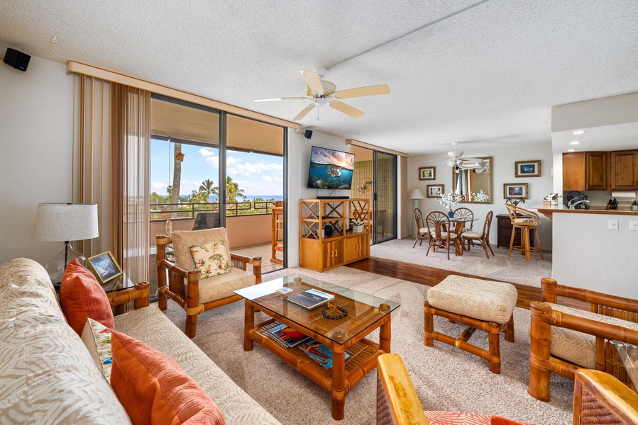 Living room space with seating