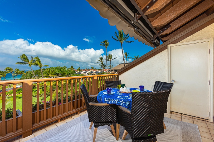 Spacious private lanai with seating for 4. 