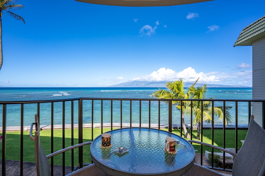 Enjoy your morning coffee from the lanai